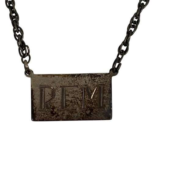 925 Sterling Silver Masonic Tie Bar Clip REM Band or Monogram Art Deco - Picture 2 of 6